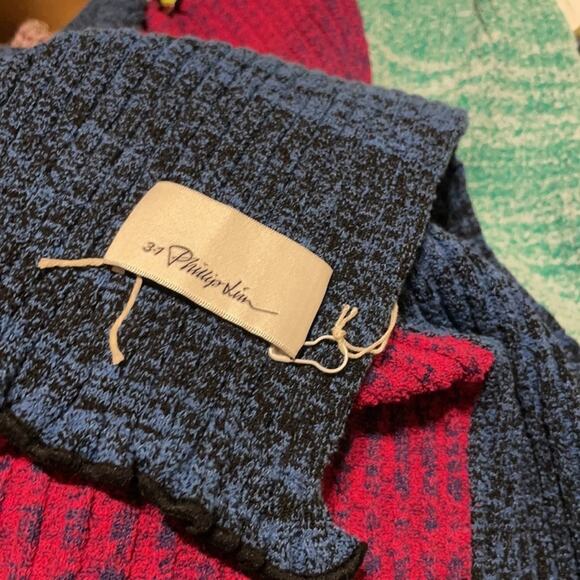 3.1 Philip Lim Patchwork marled ribbed knit scarf multi colored - Picture 5 of 5